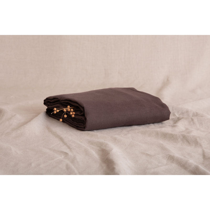 Pure Washed Linen Fitted Sheet, Chestnut