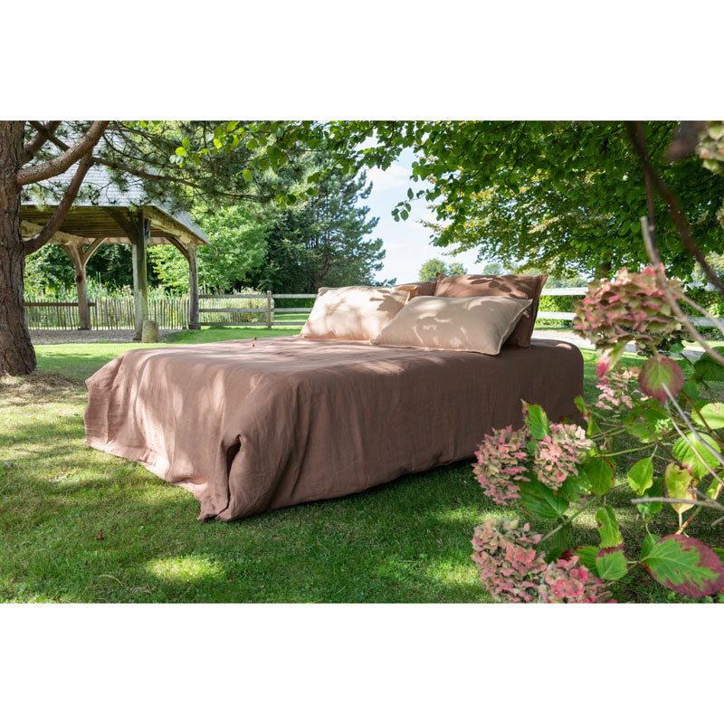 Pure Washed Linen Fitted Sheet, Hazelnut