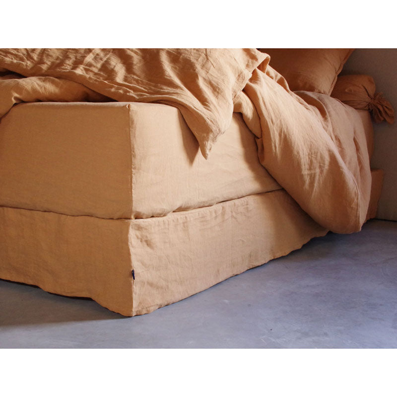 Pure Washed Linen Fitted Sheet, Honey