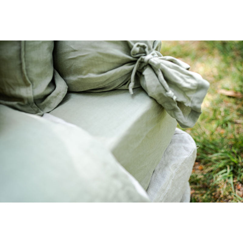 Pure Washed Linen Fitted Sheet, Linden Green