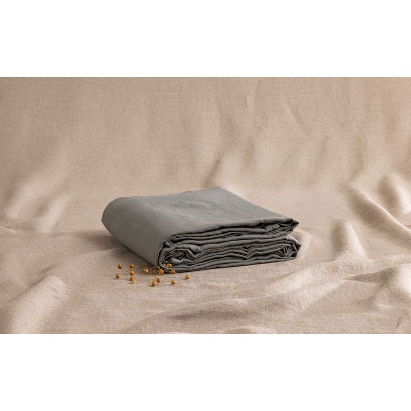 Pure Washed Linen Fitted Sheet, Mist Grey