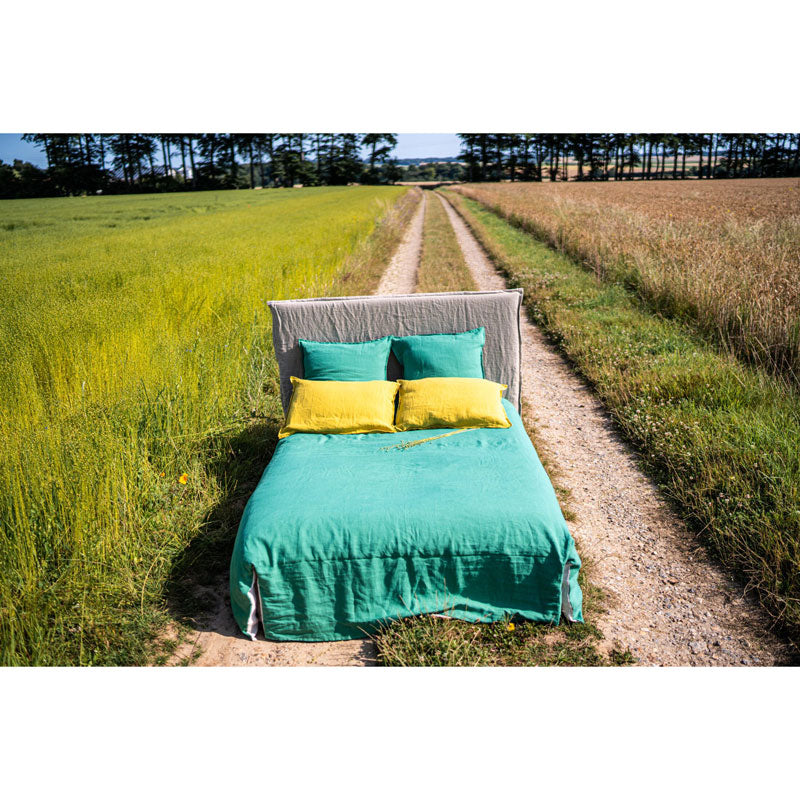 Pure Washed Linen Fitted Sheet, Pea Green