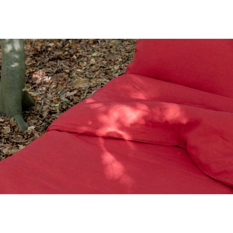 Pure Washed Linen Fitted Sheet, Redcurrant