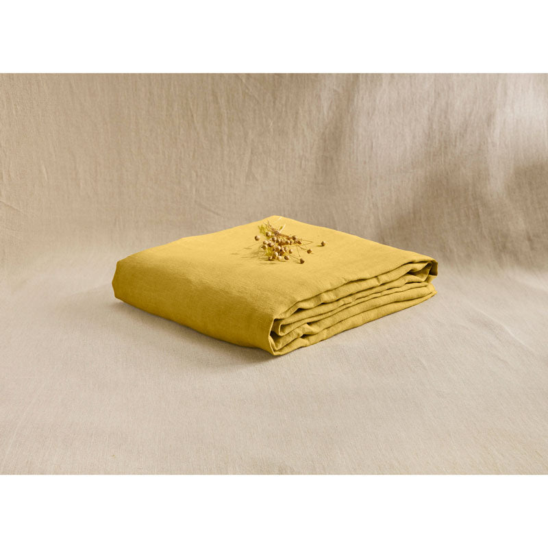 Pure Washed Linen Flat Sheet, Amber Yellow
