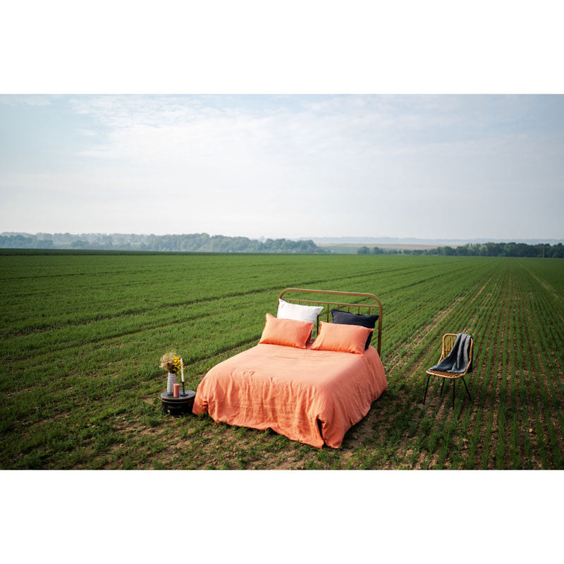 Pure Washed Linen Flat Sheet, Apricot