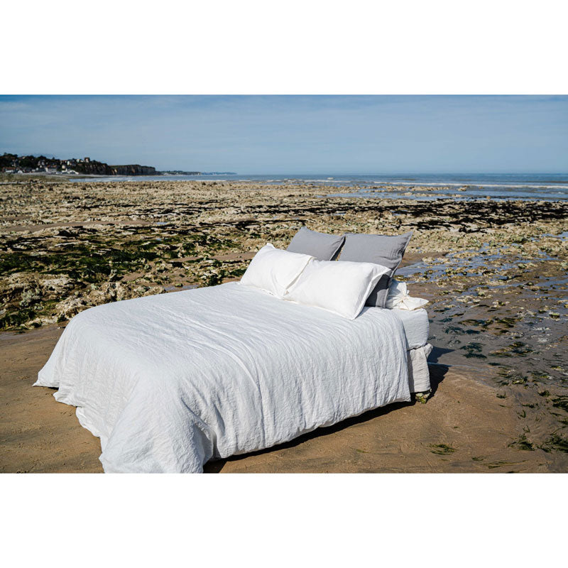 Pure Washed Linen Flat Sheet, Chalk
