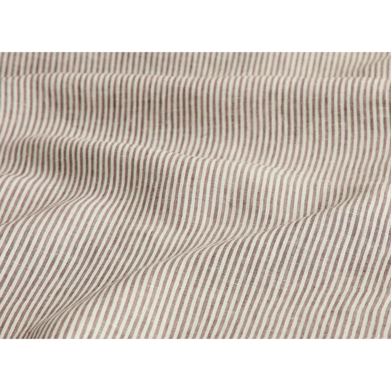 Pure Washed Linen Flat Sheet, Plum Stripe