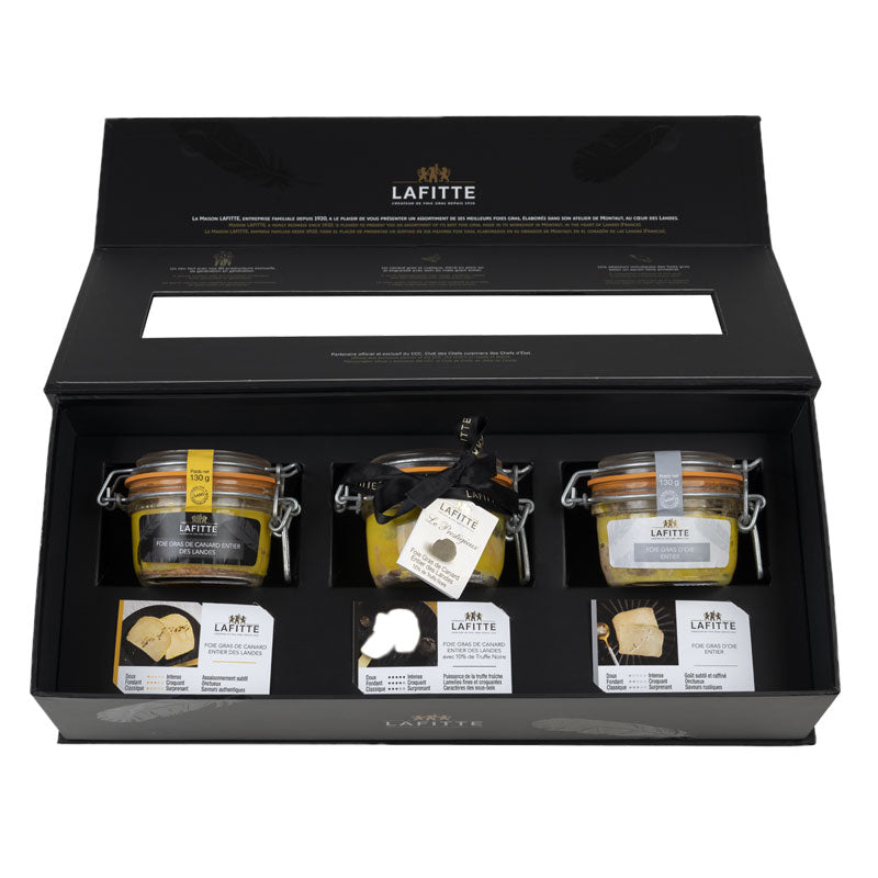 Featuring a selection of our finest 130g Jar Foie Gras recipes, this curated tasting set is designed for Foie Gras enthusiasts and connoisseurs alike who are seeking a unique sensory experience