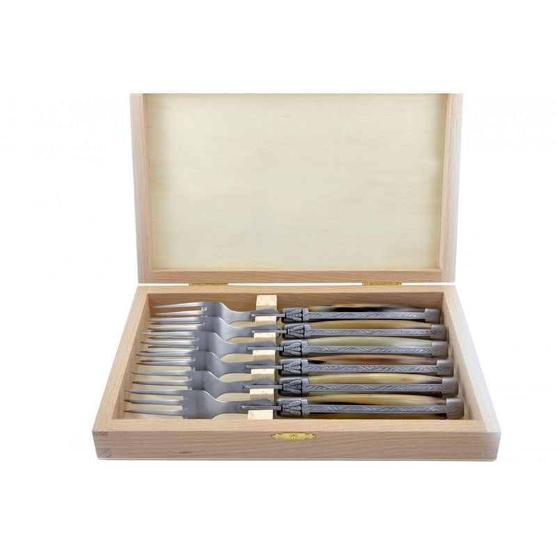 Laguiole Forks Pale Horn Tip, Prestige Collection - Zouf.biz