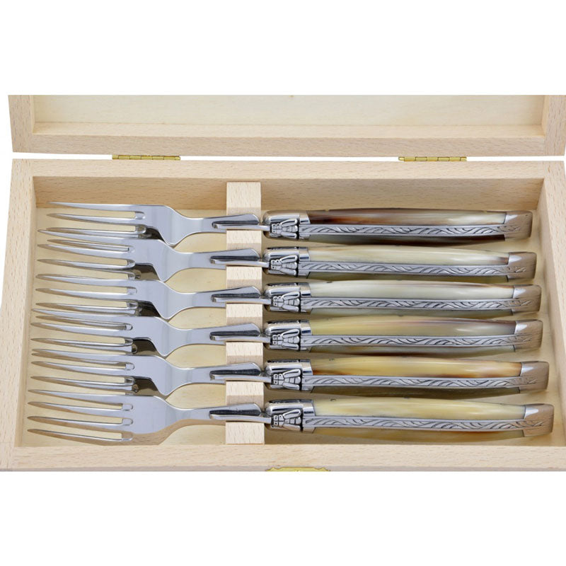 Laguiole Forks Pale Horn Tip, Prestige Collection - Zouf.biz