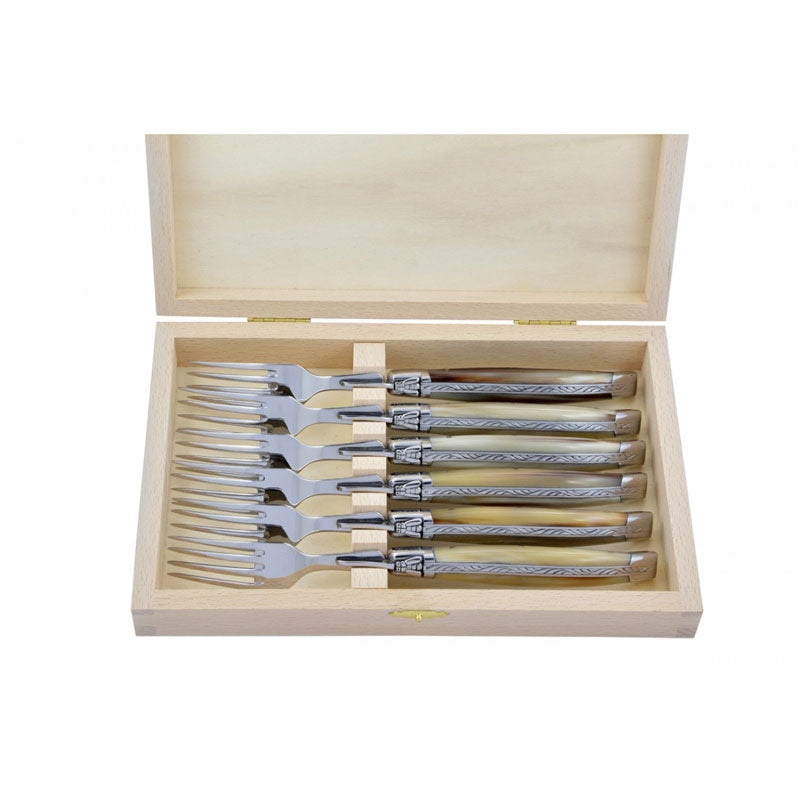 Laguiole Forks Pale Horn Tip, Prestige Collection - Zouf.biz