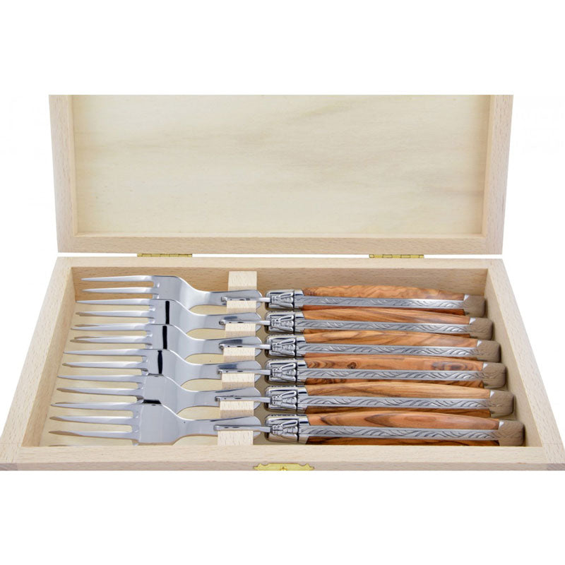Laguiole Forks Olive Wood, Prestige Collection - Zouf.biz