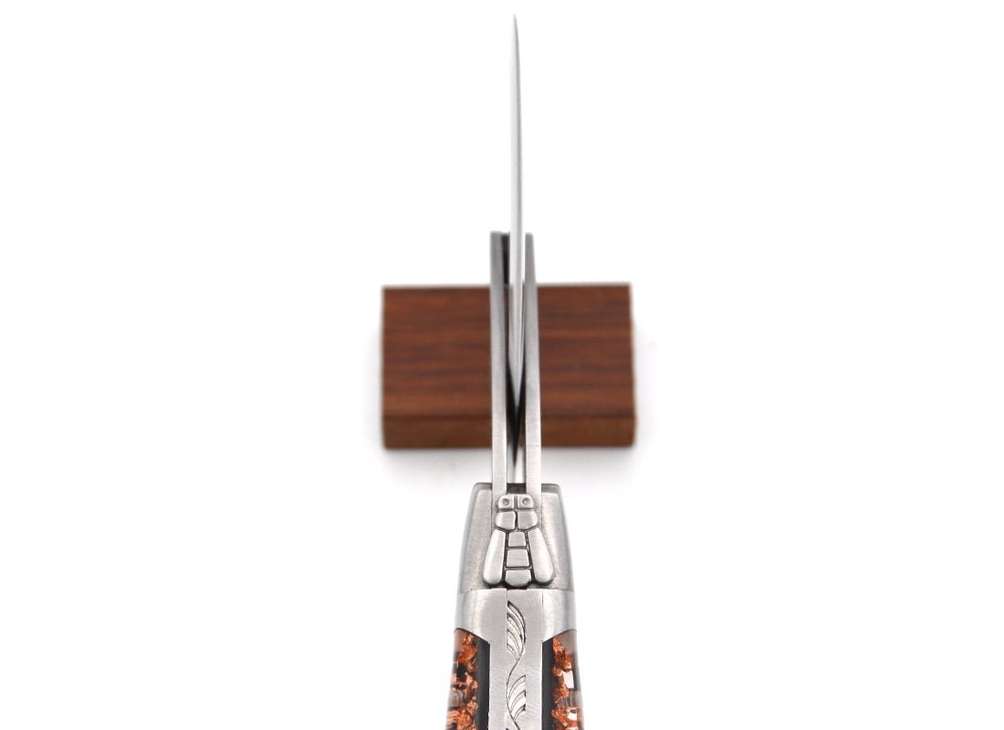 Laguiole Pizza Wheel Copper Leaf Inclusion Handle, Prestige Collection