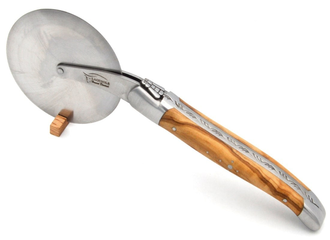 Laguiole Pizza Wheel Olive Wood Handle, Prestige Collection