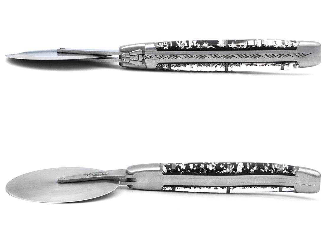 Laguiole Pizza Wheel Silver Leaf Inclusion Handle, Prestige Collection
