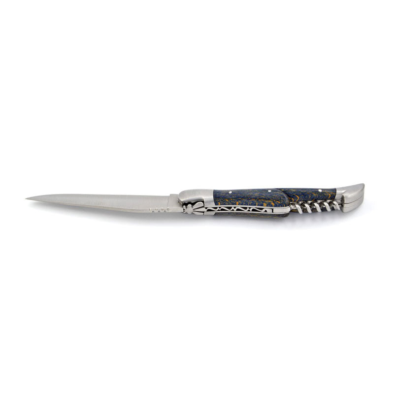 Laguiole Blue-Stained Beech Wood 2 Piece Pocket Knife - 12cm, Prestige Collection - Zouf.biz