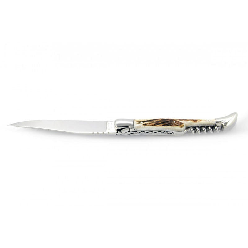 Laguiole Deer Antler 2 Piece Carbon Blade Pocket Knife - 13cm, Prestige Collection - Zouf.biz