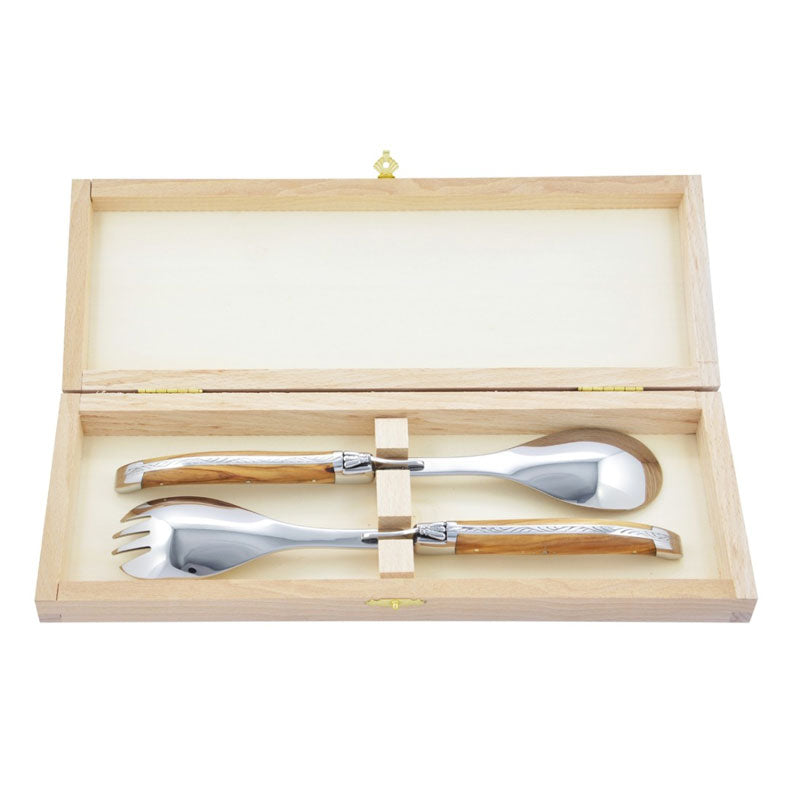 Laguiole Salad Servers Olive Wood