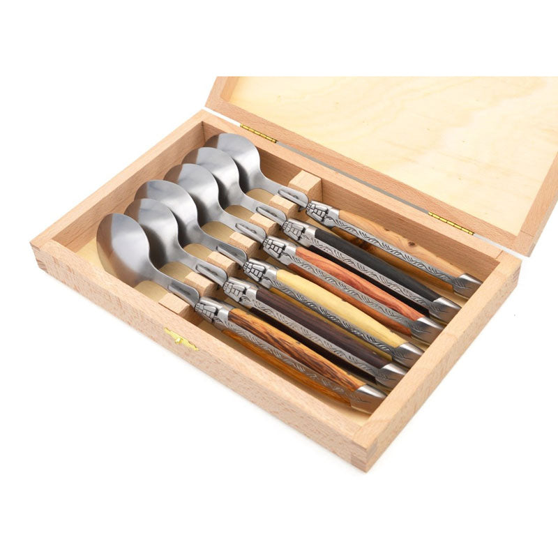 Laguiole Table Spoons Mix Wood, Prestige Collection