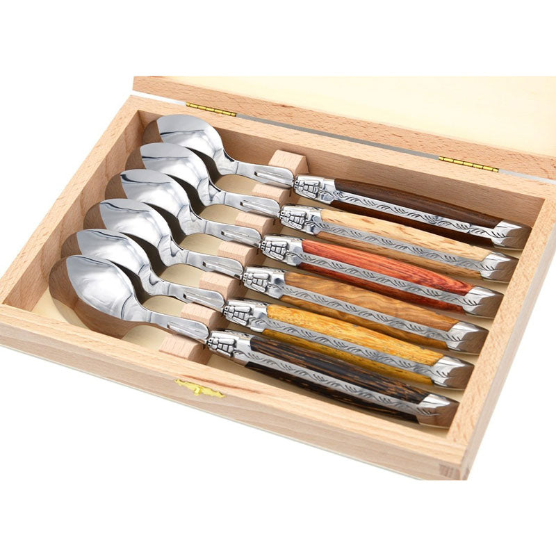 Laguiole Table Spoons Mix Wood, Prestige Collection