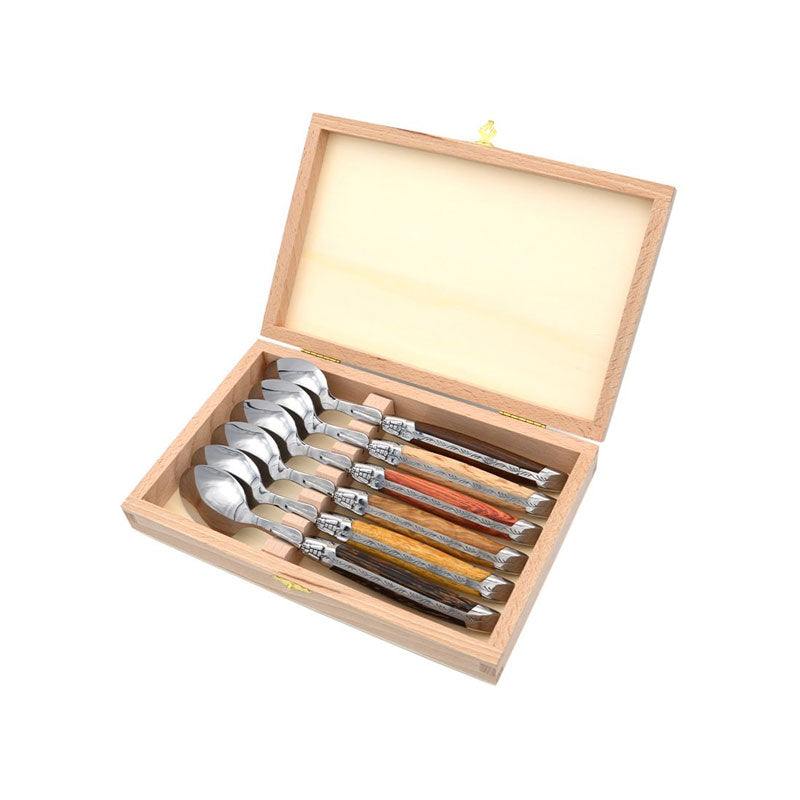 Laguiole Table Spoons Mix Wood, Prestige Collection