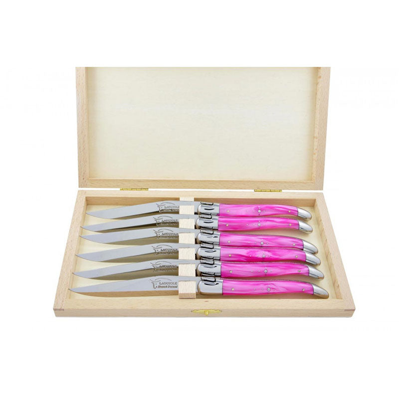 Laguiole Steak Knives, Pink Acrylic - Zouf.biz