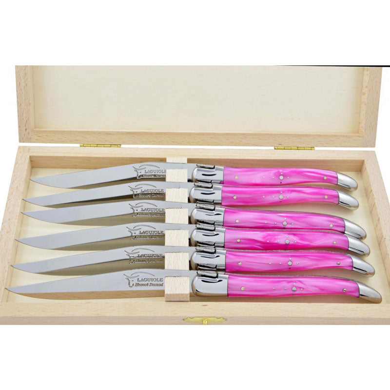 Laguiole Steak Knives, Pink Acrylic - Zouf.biz
