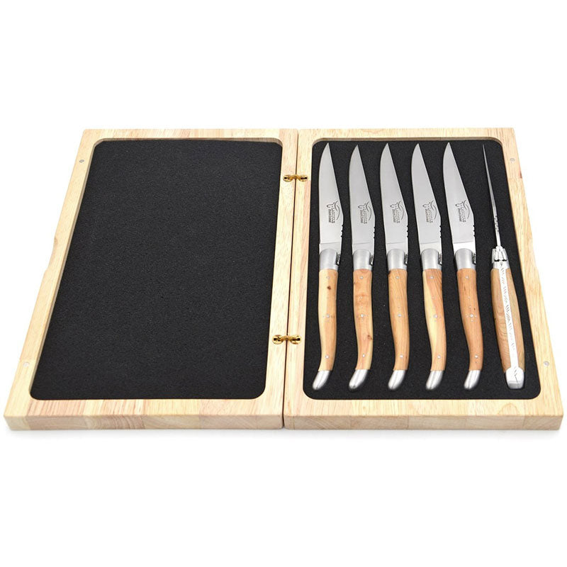 Laguiole Steak Knives Juniper Wood, Prestige Collection - Zouf.biz