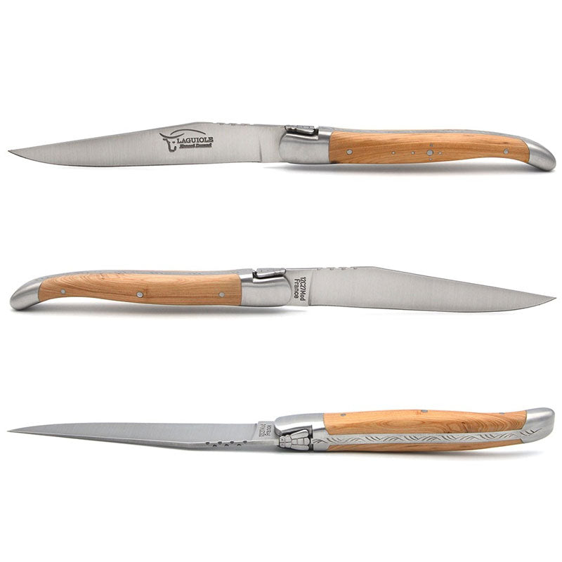 Laguiole Steak Knives Juniper Wood, Prestige Collection - Zouf.biz