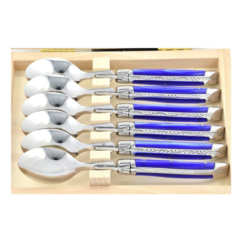 Laguiole Teaspoons, Blue Acrylic - Zouf.biz