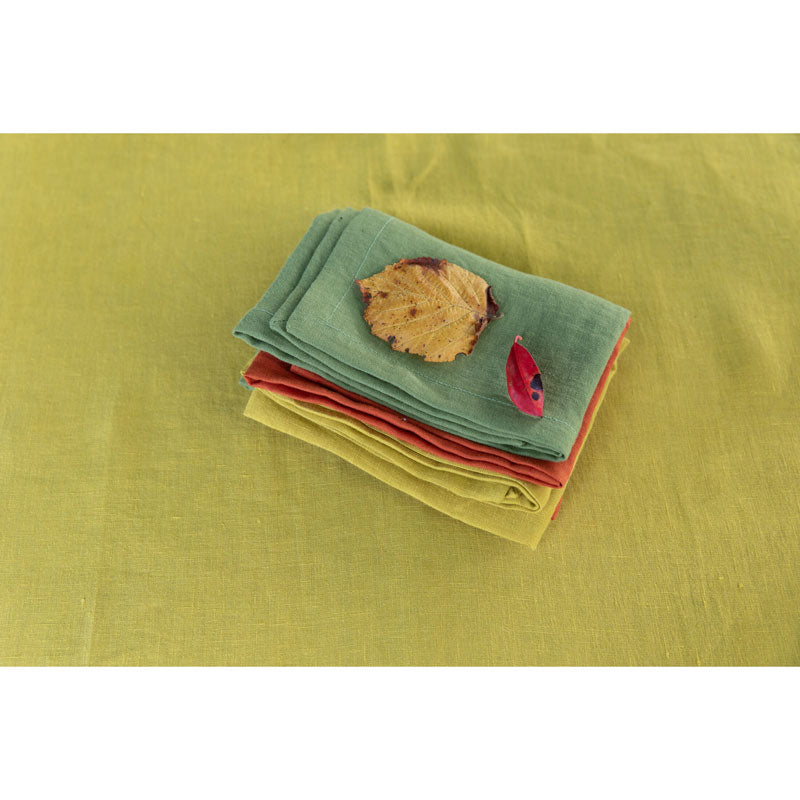 Pure Washed Linen Napkins, Set of 4, Amber Yellow