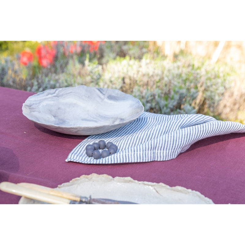 Pure Washed Linen Napkins, Set of 4, Flint Grey Stripe