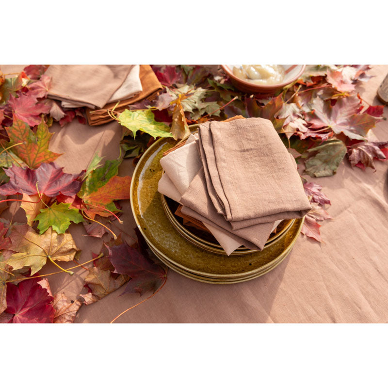Pure Washed Linen Napkins, Set of 4, Hazelnut