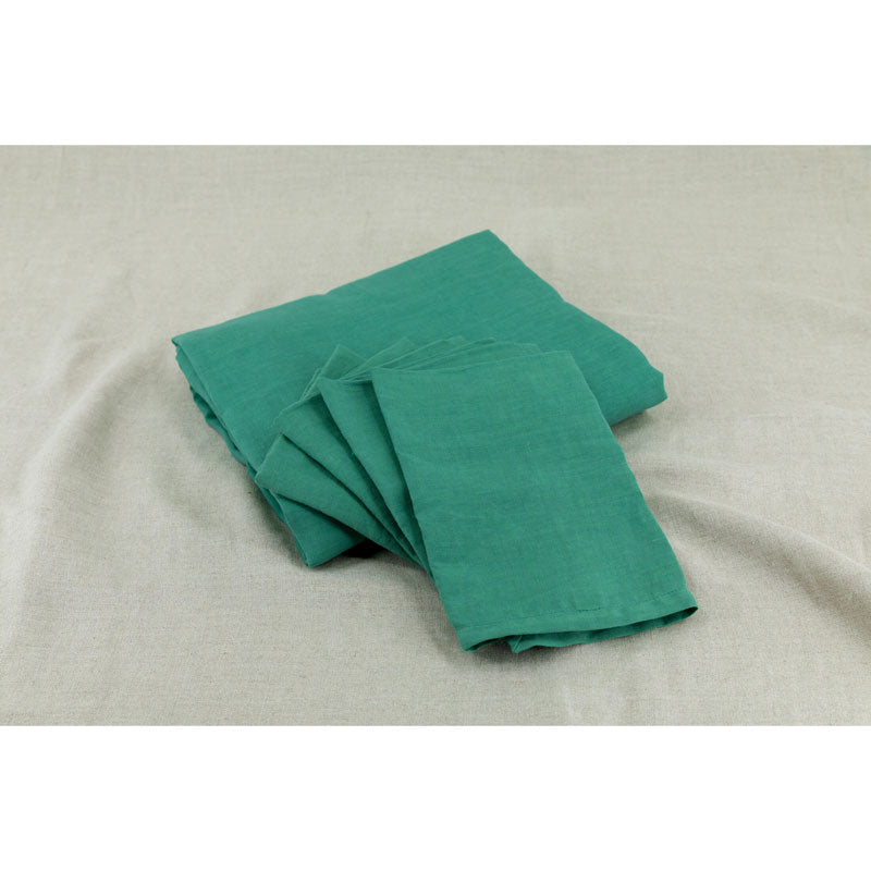 Pure Washed Linen Napkins, Set of 4, Pea Green