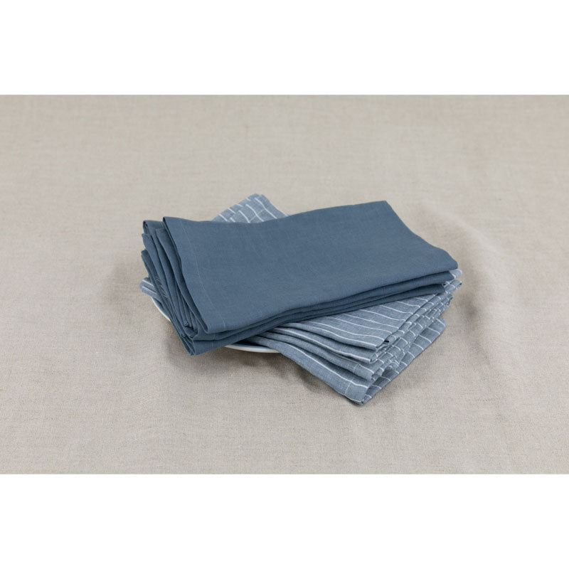 Pure Washed Linen Napkins, Set of 4, Slate Blue