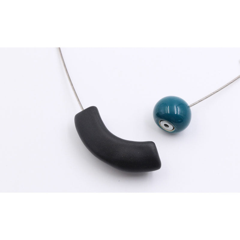 Atome Steel Cable Necklace, Duck Egg Blue