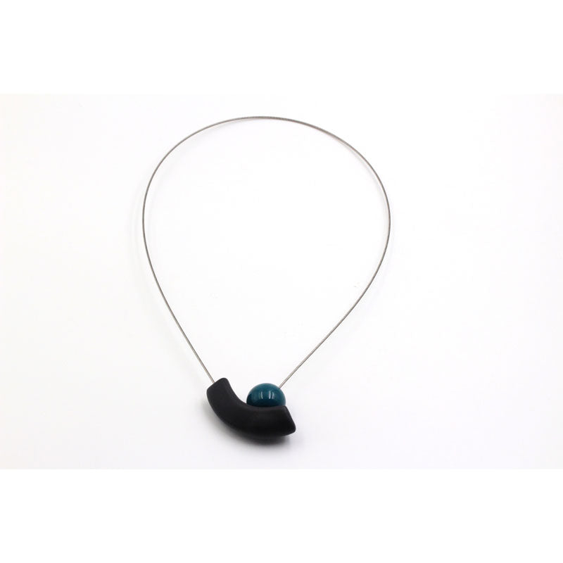 Atome Steel Cable Necklace, Duck Egg Blue