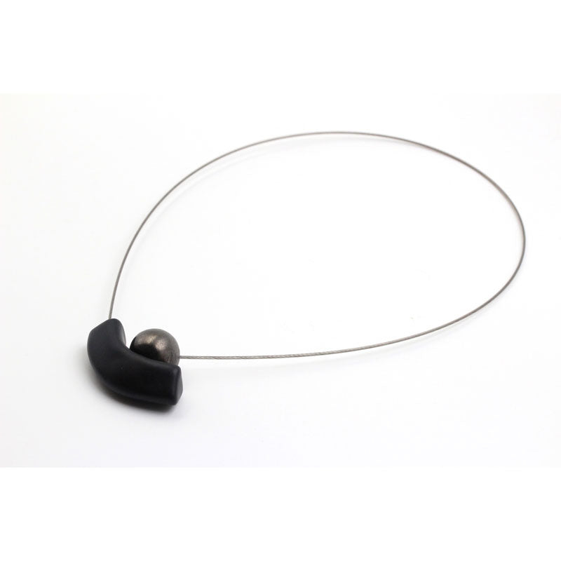 Atome Steel Cable Necklace, Cast Iron