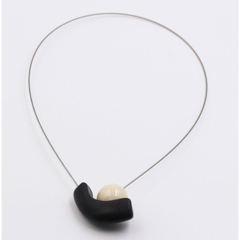 Atome Steel Cable Necklace, Ivory