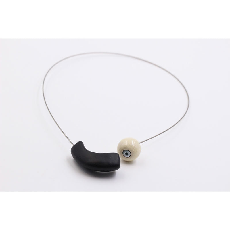 Atome Steel Cable Necklace, Ivory