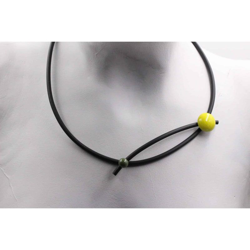 Cerisier PVC Necklace, Anise & Khaki