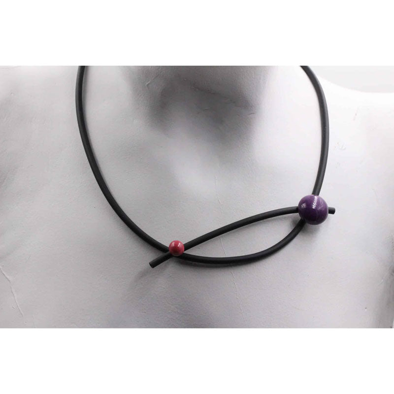 Cerisier PVC Necklace, Plum & Raspberry