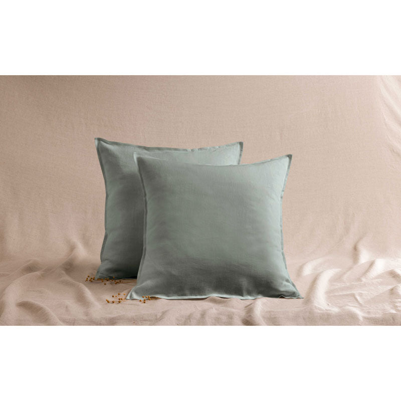 Pure Washed Linen Pillow Case, Celadon Green