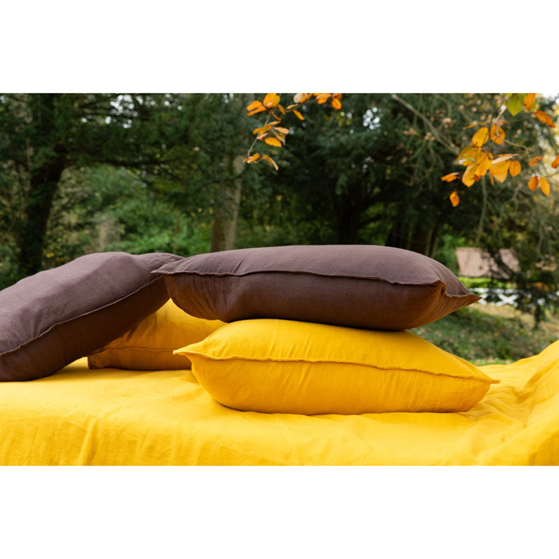Pure Washed Linen Pillow Case, Chestnut