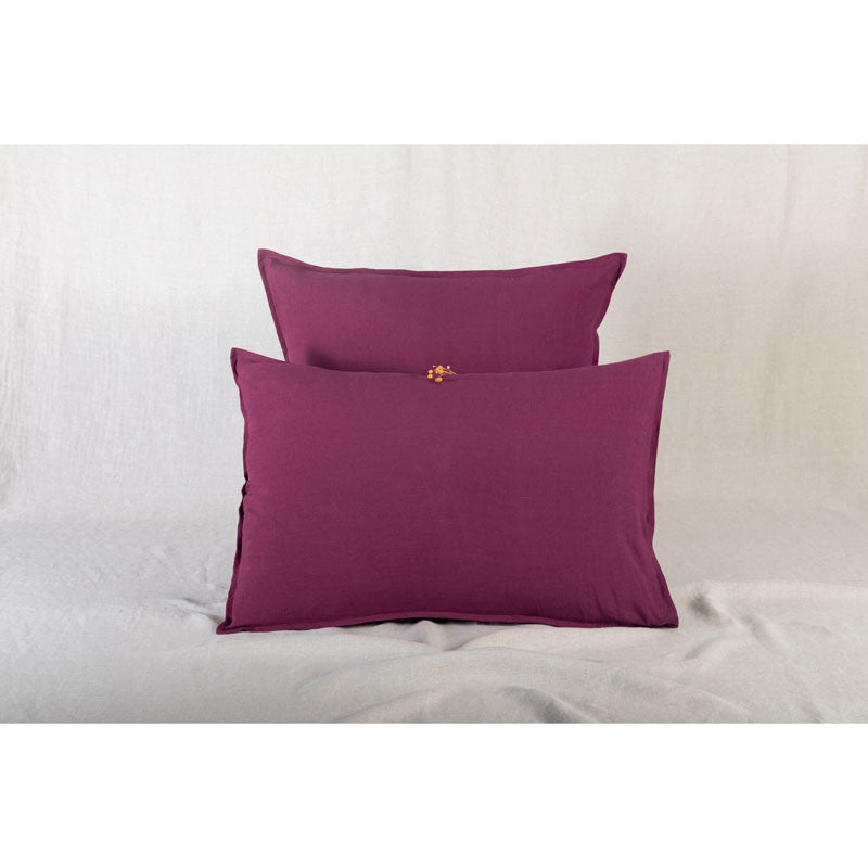 Pure Washed Linen Pillow Case, Garnet Red