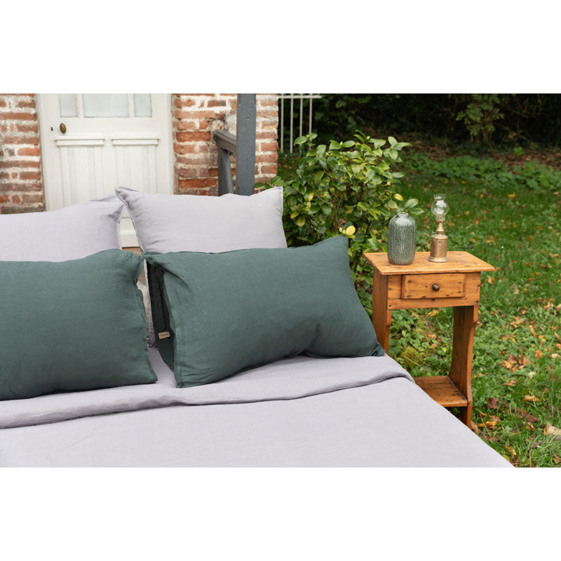 Pure Washed Linen Pillow Case, Forest Green