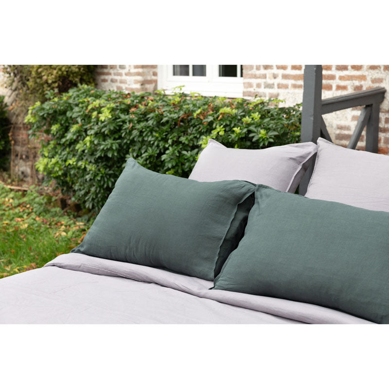 Pure Washed Linen Pillow Case, Forest Green