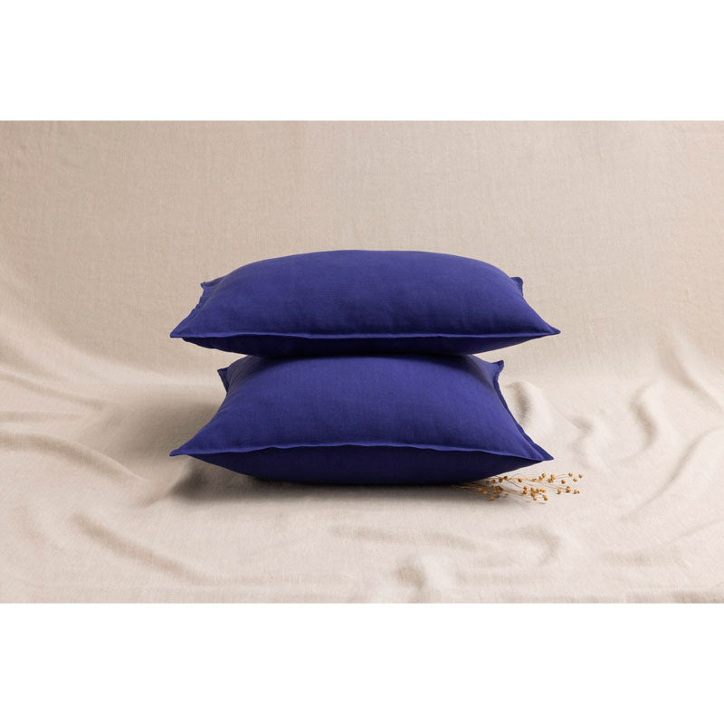 Pure Washed Linen Pillow Case, Indigo