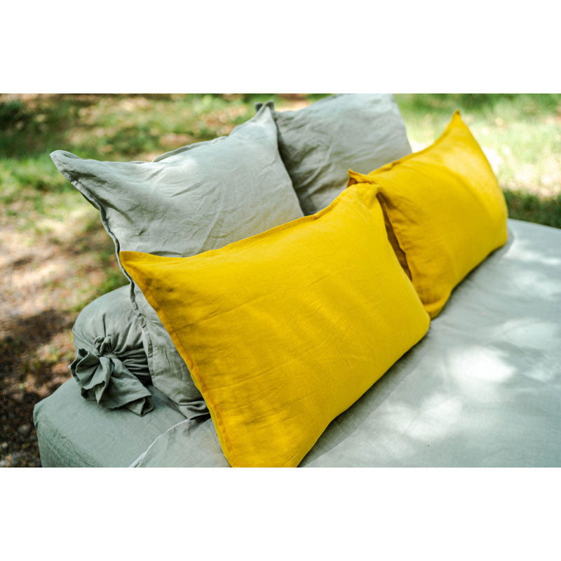 Pure Washed Linen Pillow Case, Linden Green