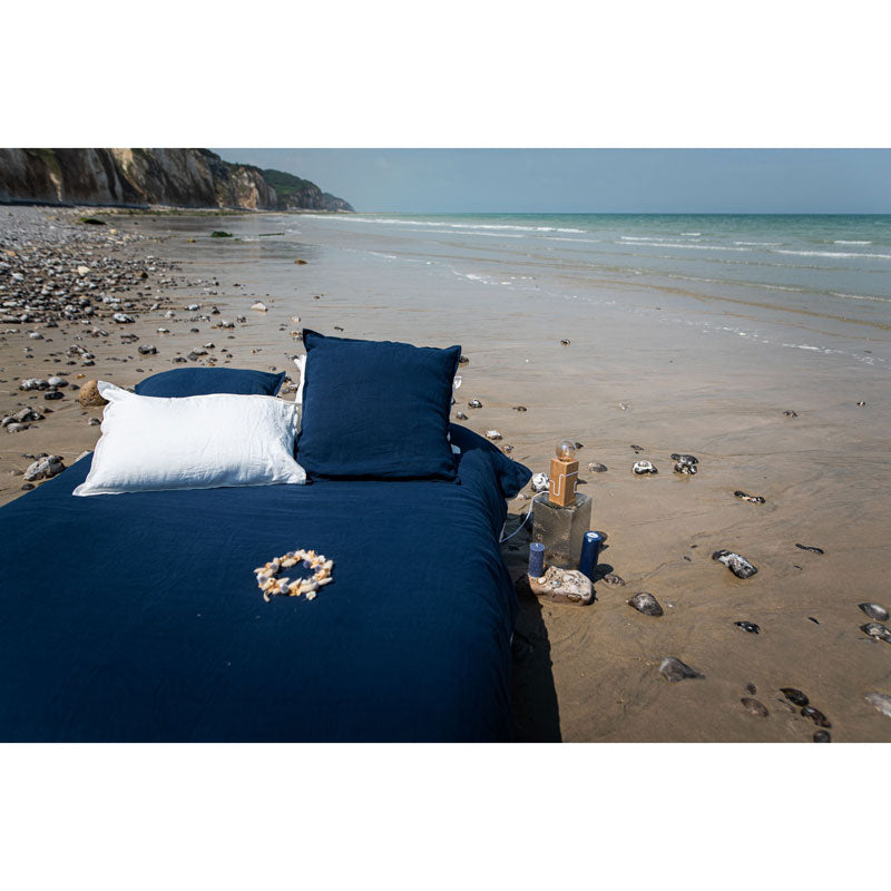 Pure Washed Linen Pillow Case, Midnight Blue